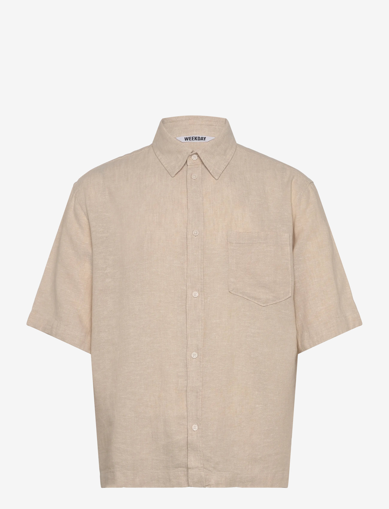 Weekday - Relaxed Short-Sleeved Linen-Blend Shirt - linased särgid - mole dusty light - 0