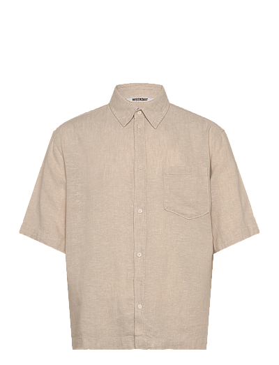 Relaxed Short-Sleeved Linen-Blend Shirt - KortæRmede