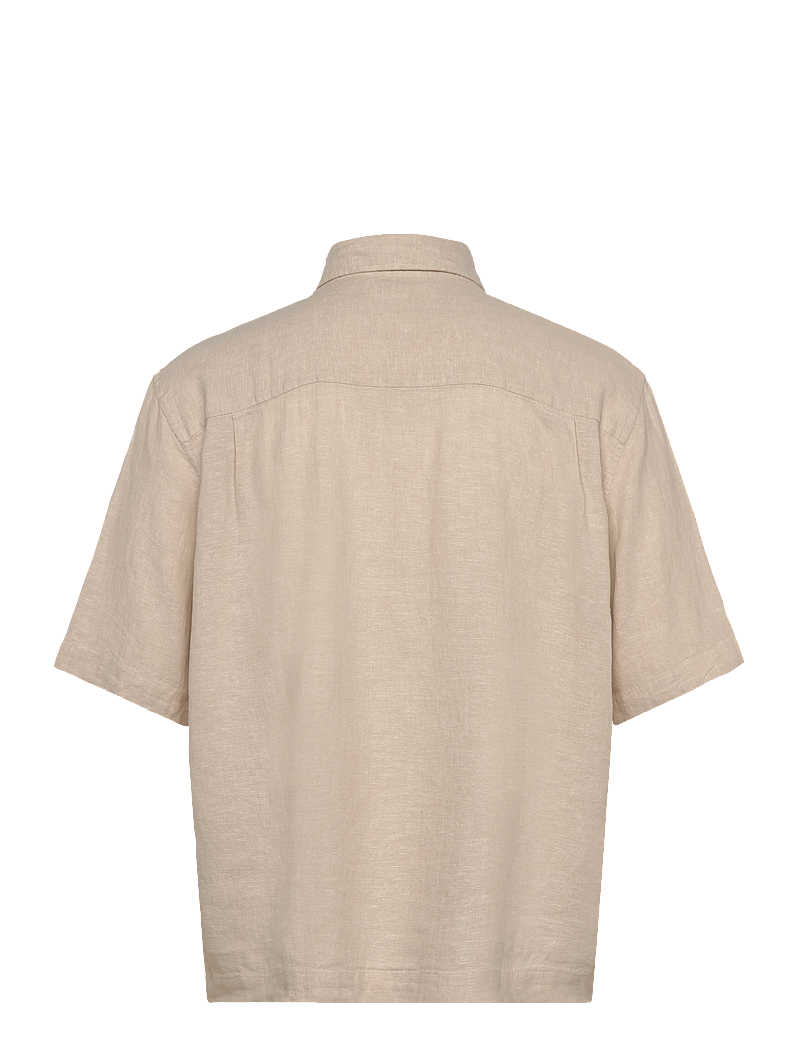 Weekday - Relaxed Short-Sleeved Linen-Blend Shirt - linased särgid - mole dusty light - 1