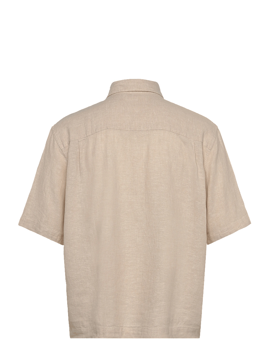 Weekday - Relaxed Short-Sleeved Linen-Blend Shirt - leinenhemden - mole dusty light - 1