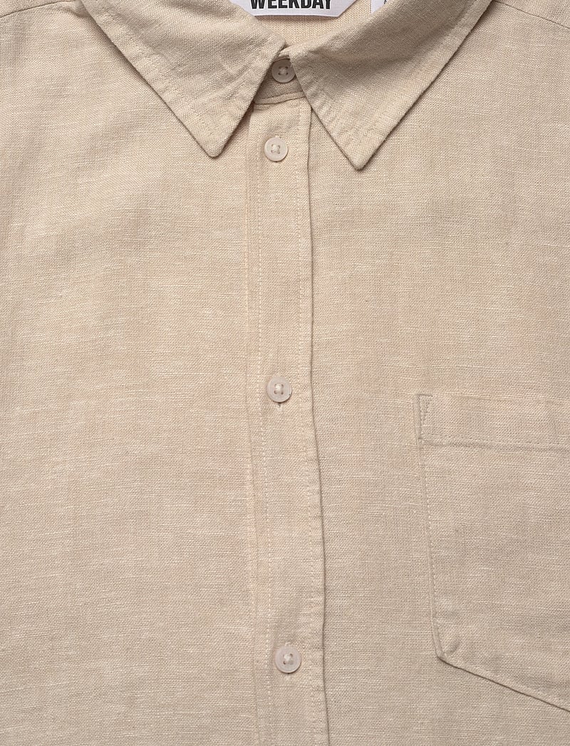 Weekday - Relaxed Short-Sleeved Linen-Blend Shirt - linased särgid - mole dusty light - 2