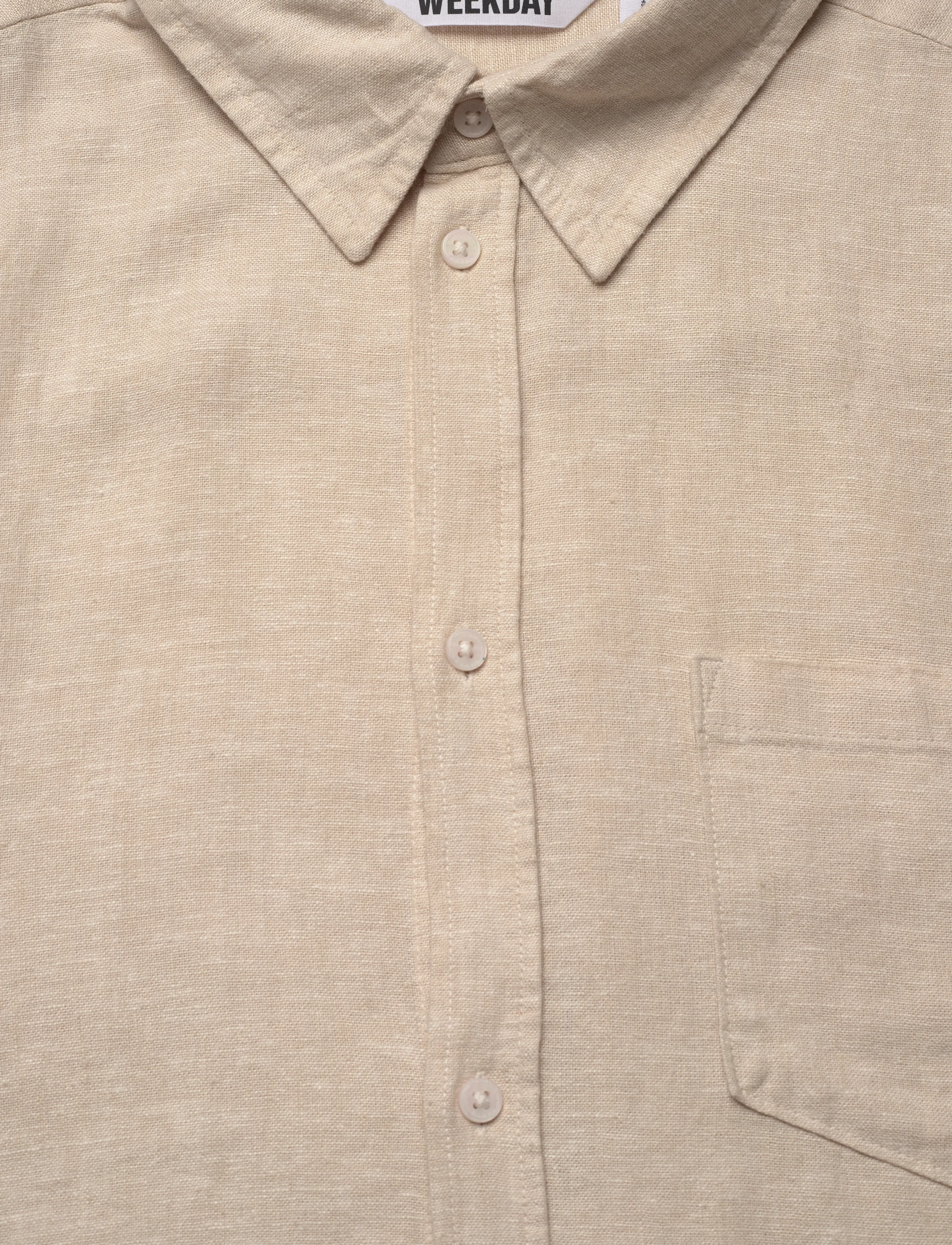Weekday - Relaxed Short-Sleeved Linen-Blend Shirt - leinenhemden - mole dusty light - 2