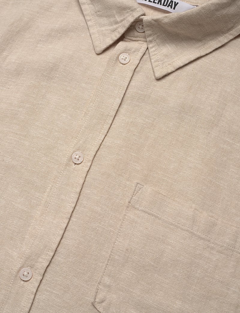 Weekday - Relaxed Short-Sleeved Linen-Blend Shirt - linased särgid - mole dusty light - 3