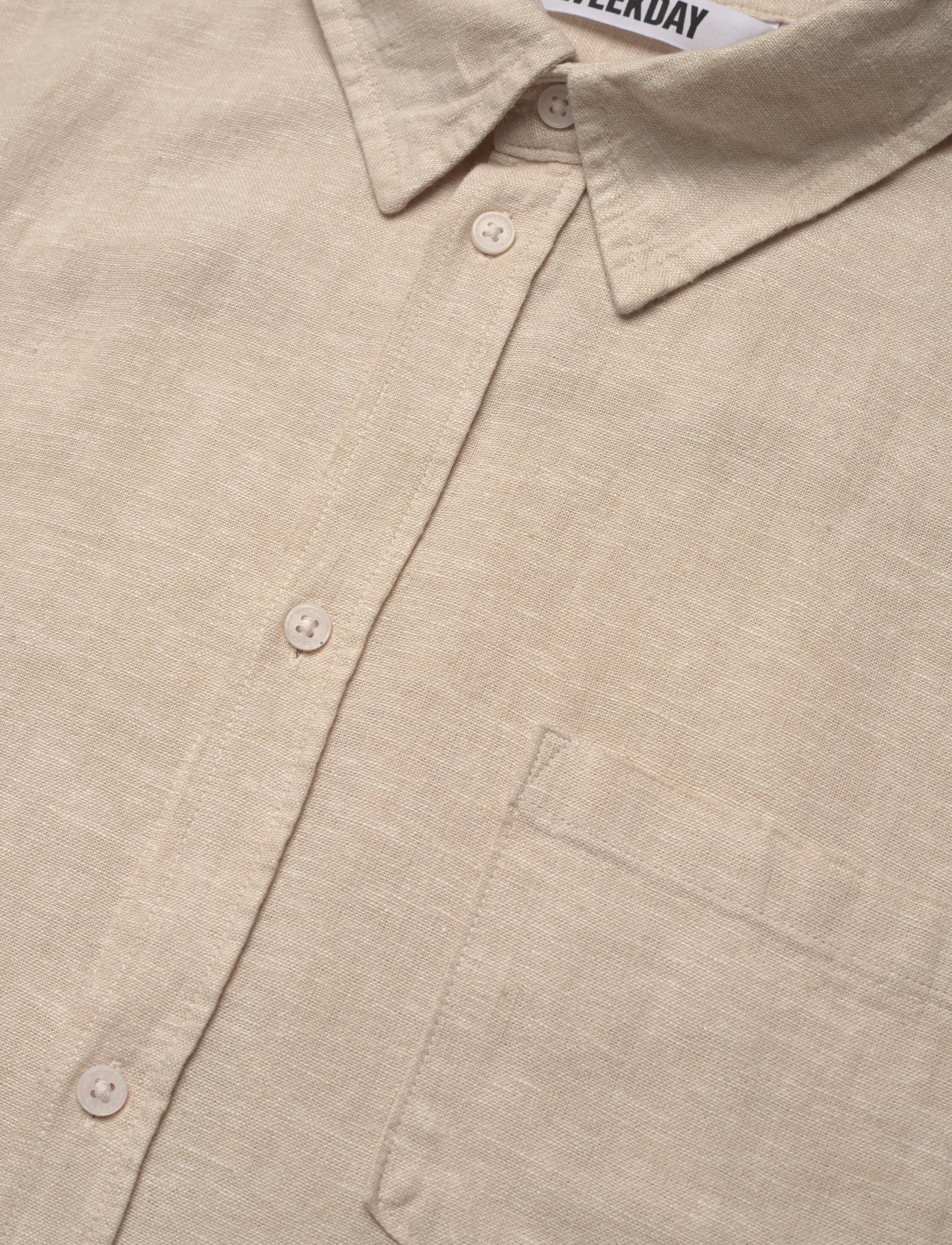 Weekday - Relaxed Short-Sleeved Linen-Blend Shirt - leinenhemden - mole dusty light - 3