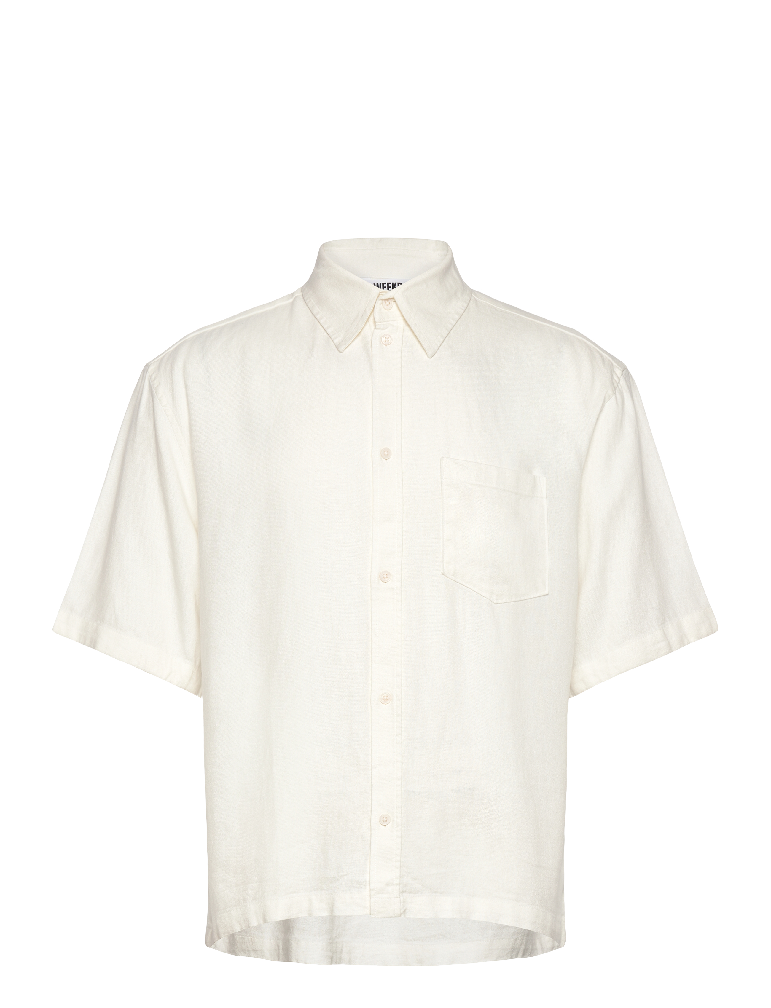 Weekday Relaxed Short-Sleeved Linen-Blend Shirt, XL, White, Skjorter > Kortærmede Shirts, Herre