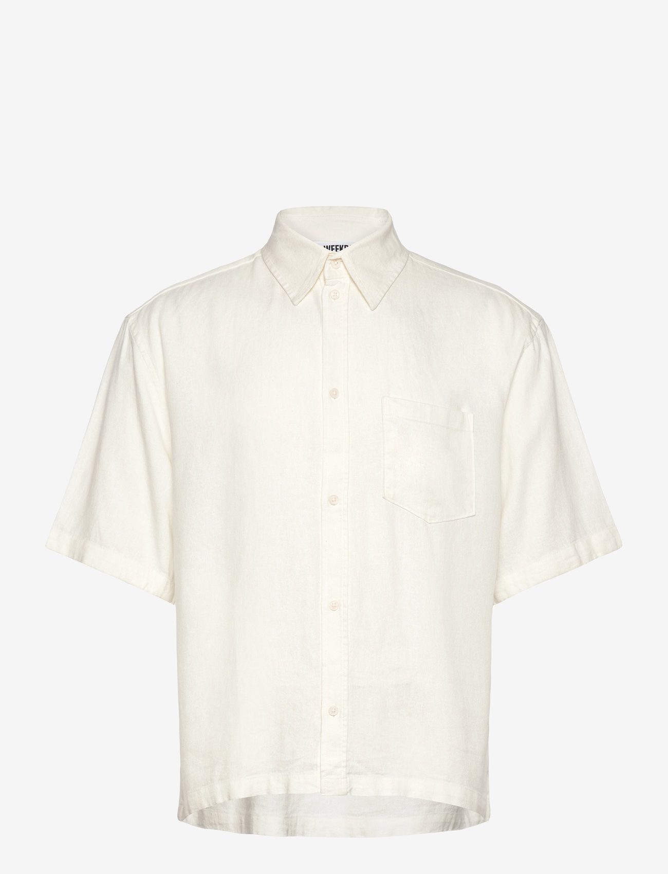 Weekday - Relaxed Short-Sleeved Linen-Blend Shirt - hørskjorter - white dusty light - 0