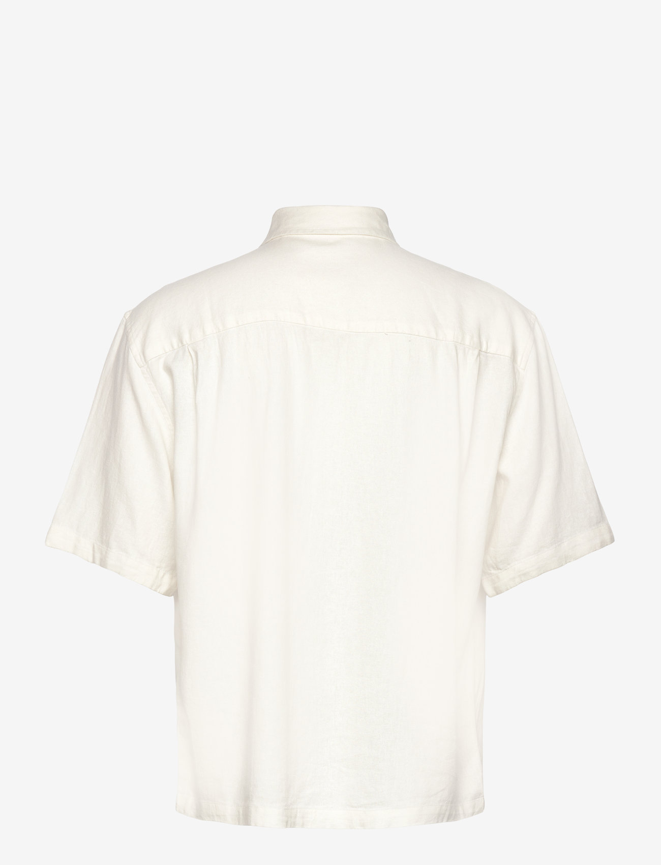 Weekday - Relaxed Short-Sleeved Linen-Blend Shirt - hørskjorter - white dusty light - 1