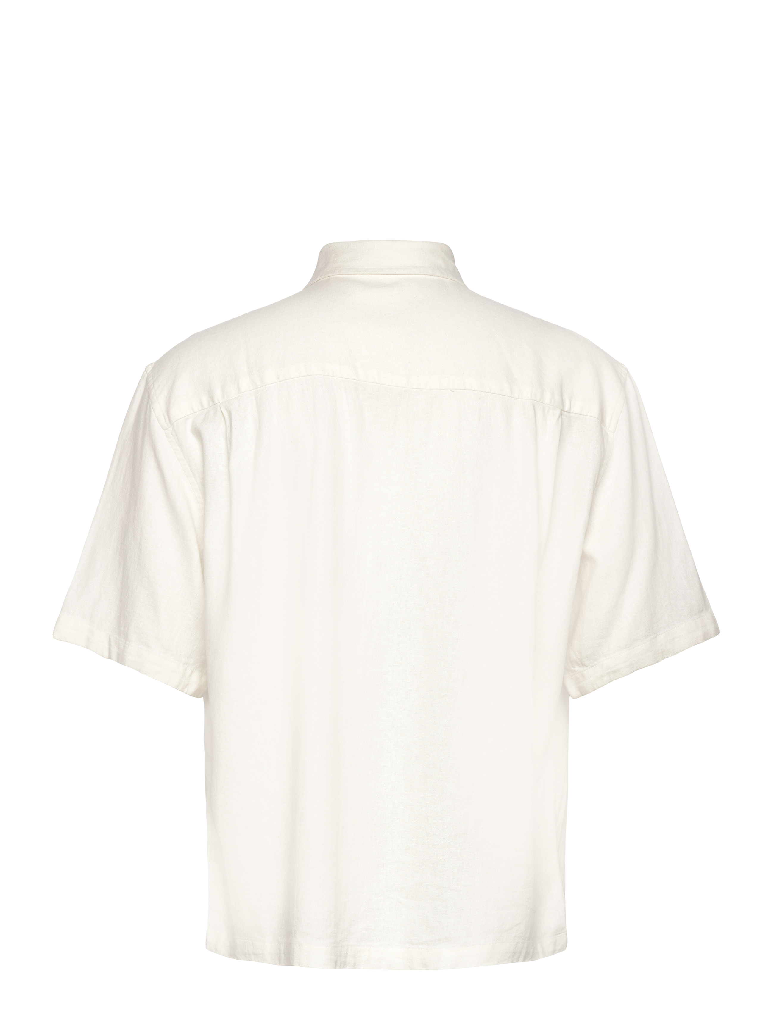 Weekday - Relaxed Short-Sleeved Linen-Blend Shirt - leinenhemden - white dusty light - 1