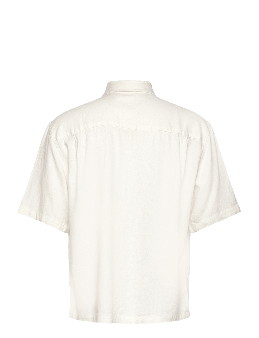 Weekday - Relaxed Short-Sleeved Linen-Blend Shirt - leinenhemden - white dusty light - 1