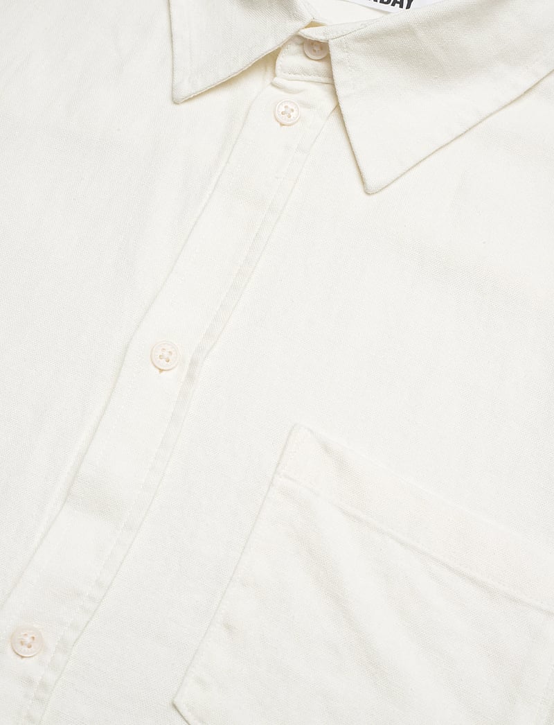 Weekday - Relaxed Short-Sleeved Linen-Blend Shirt - linneskjortor - white dusty light - 3