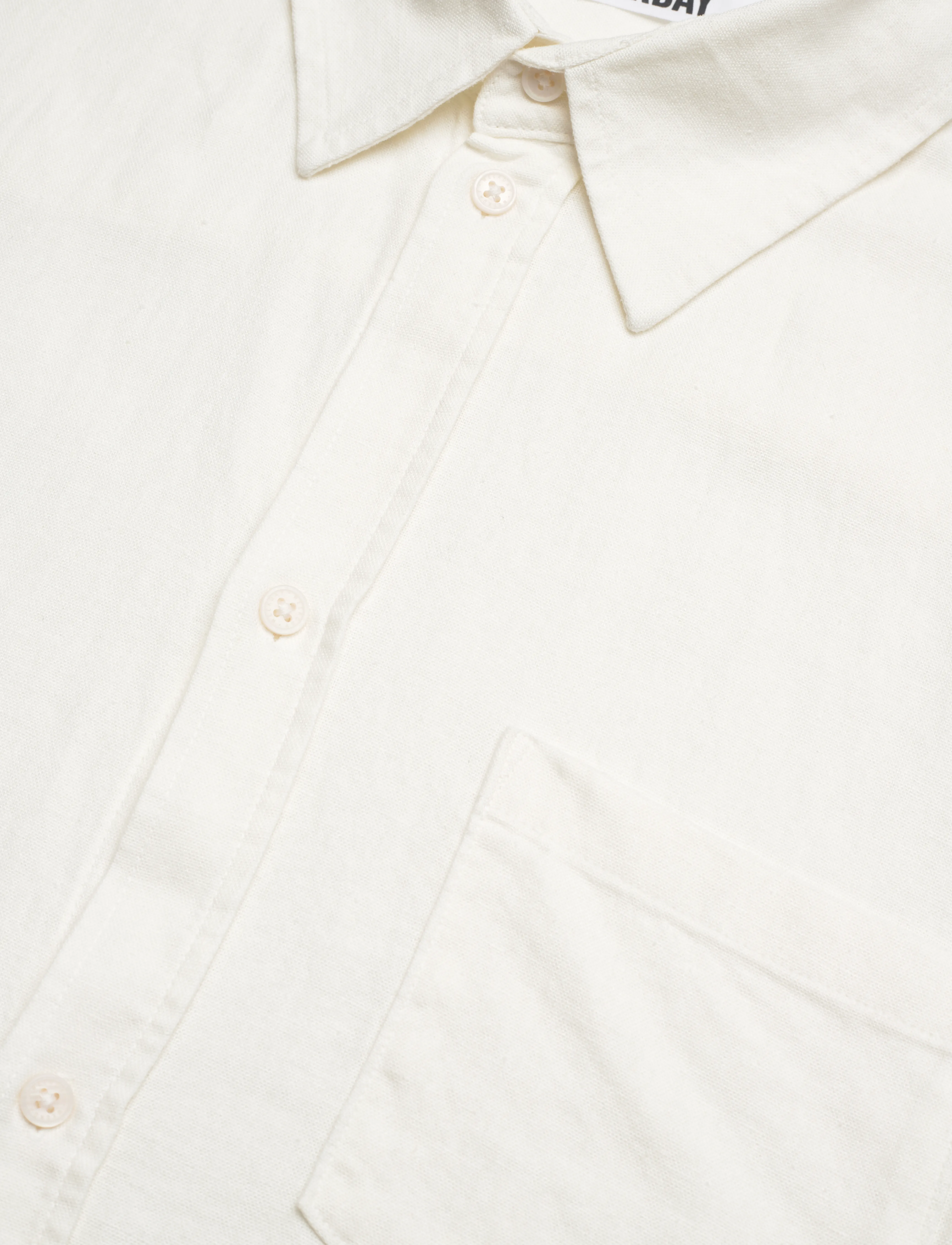 Weekday - Relaxed Short-Sleeved Linen-Blend Shirt - leinenhemden - white dusty light - 3