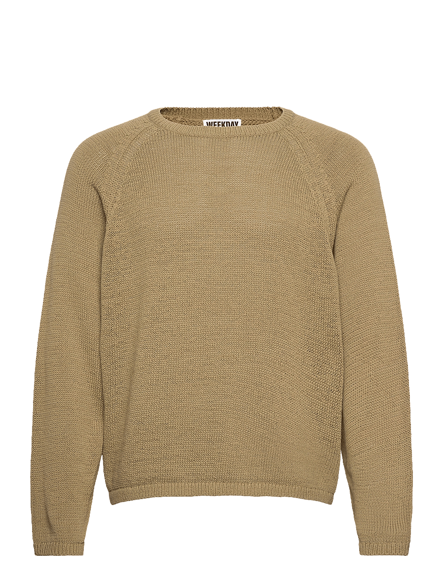 Weekday - Relaxed Raglan-Sleeved Knitted Sweater - džemperi ar apaļu kakla izgriezumu - khaki green medium d - 0