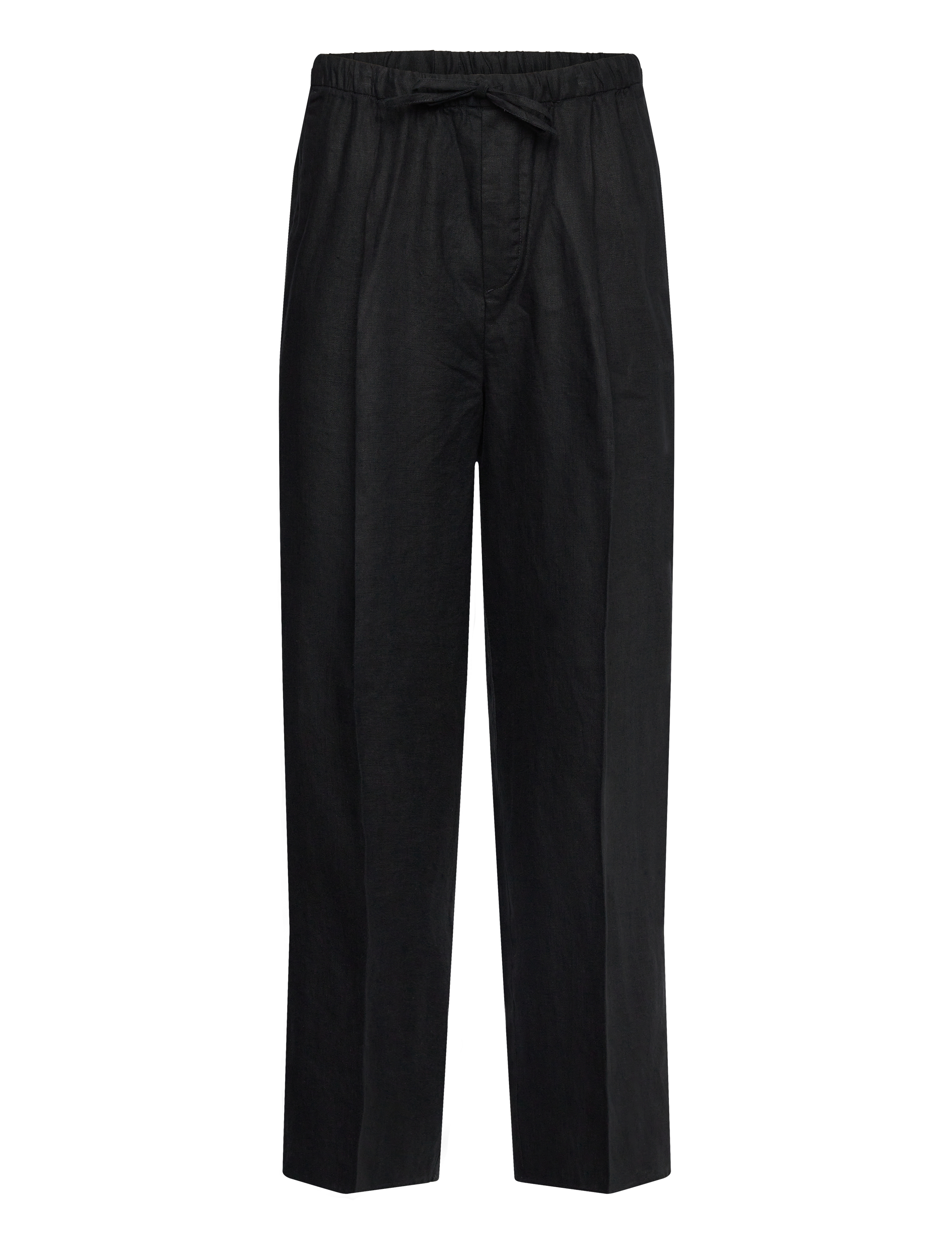 Weekday Loose Fit Straight Leg Linen Trousers, Mænd, Løse Lige Ben Bukser Med Snøre, Sort, Str: S