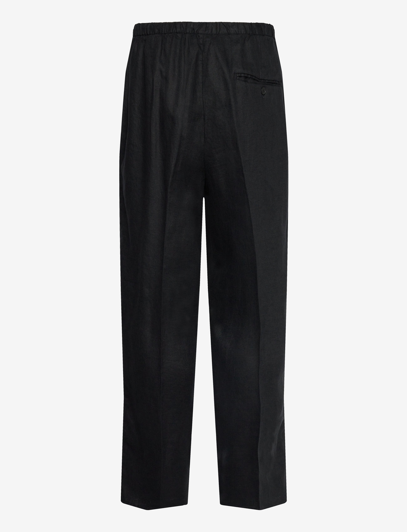 Weekday - Loose Fit Straight Leg Linen Trousers - linnen broeken - black - 1