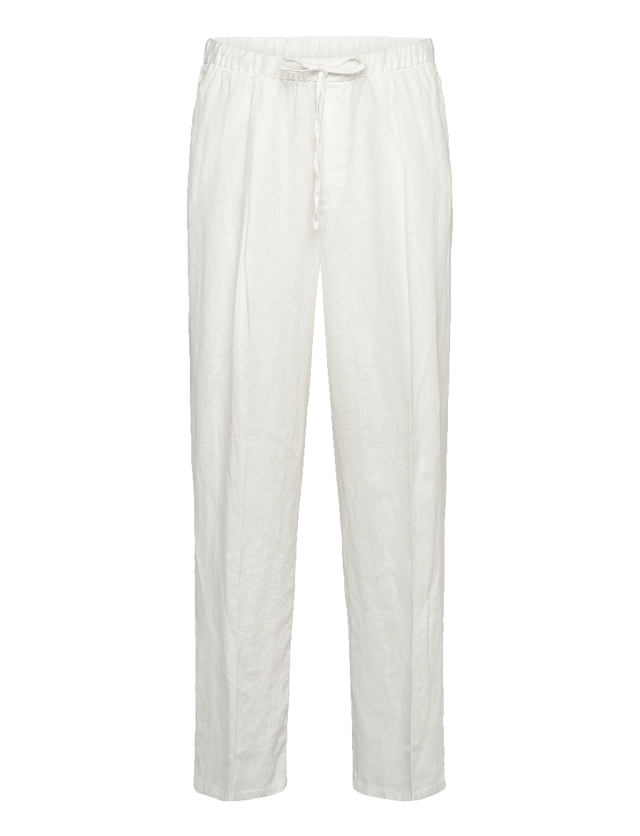 Weekday - Loose Fit Straight Leg Linen Trousers - linen trousers - off white - 0