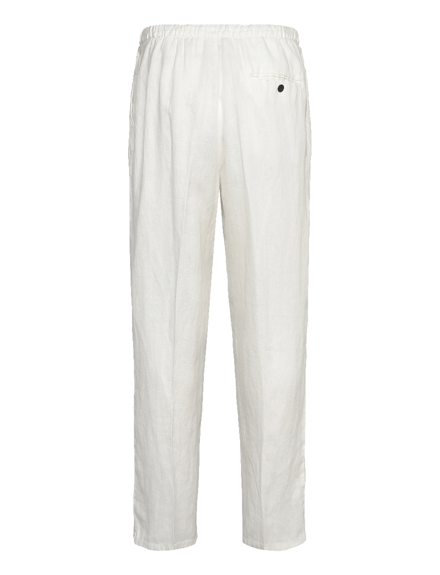 Weekday - Loose Fit Straight Leg Linen Trousers - linen trousers - off white - 1