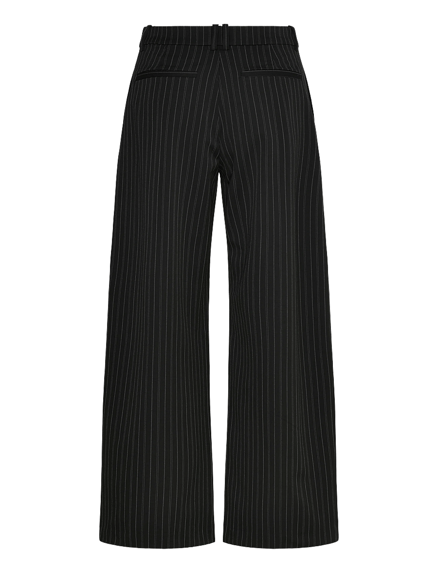 Weekday - Low-Waisted Loose Fit Suit Trousers - habitbukser - black pinstripe - 2