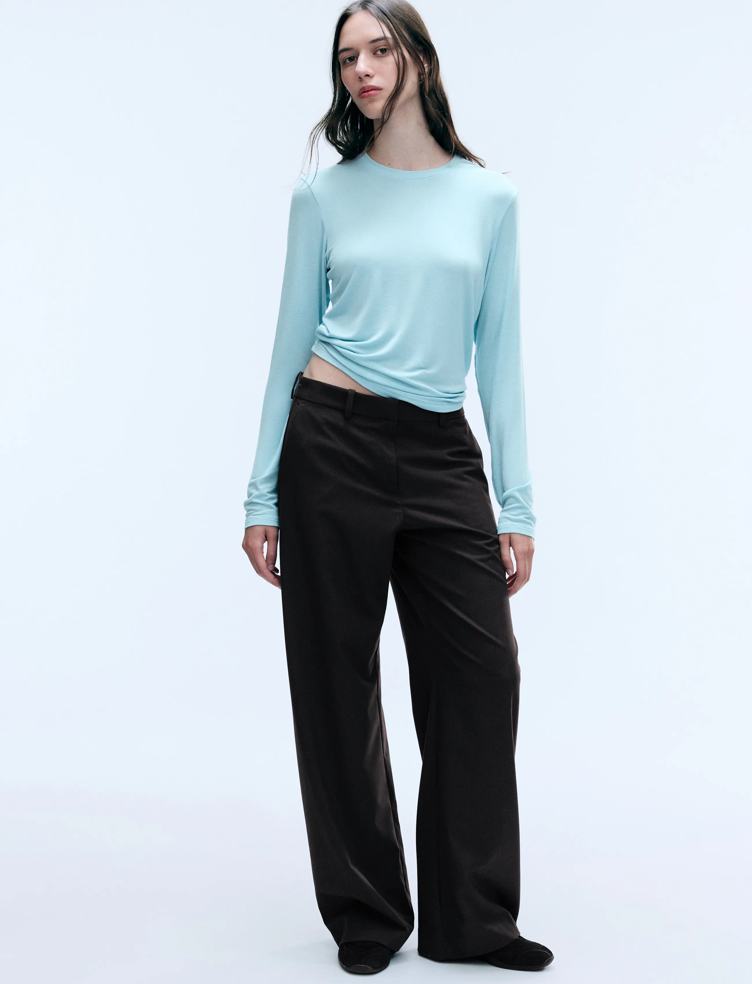 Weekday Low-Waisted Loose Fit Suit Trousers - Laia säärega püksid - DARK BROWN MELANGE / brown