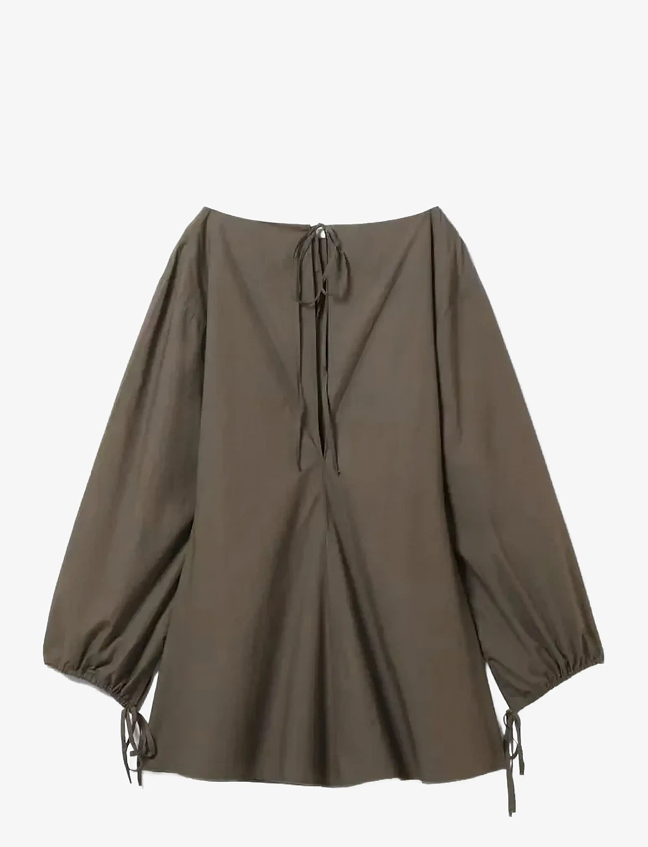 Weekday - Cotton Poplin Tie-Detail Mini Dress - konfirmatsioon - mole dark - 1