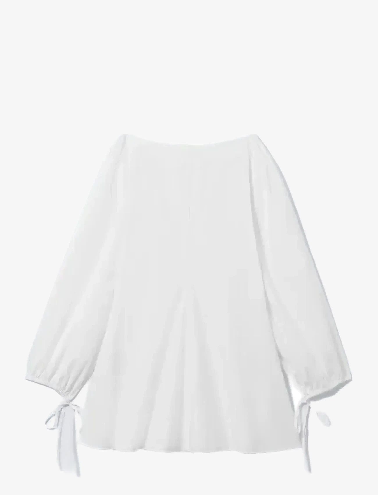 Weekday - Cotton Poplin Tie-Detail Mini Dress - konfirmatsioon - white light - 0