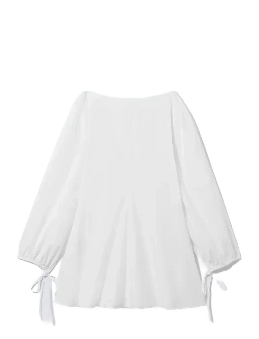 Weekday - Cotton Poplin Tie-Detail Mini Dress - konfirmation - white light - 0