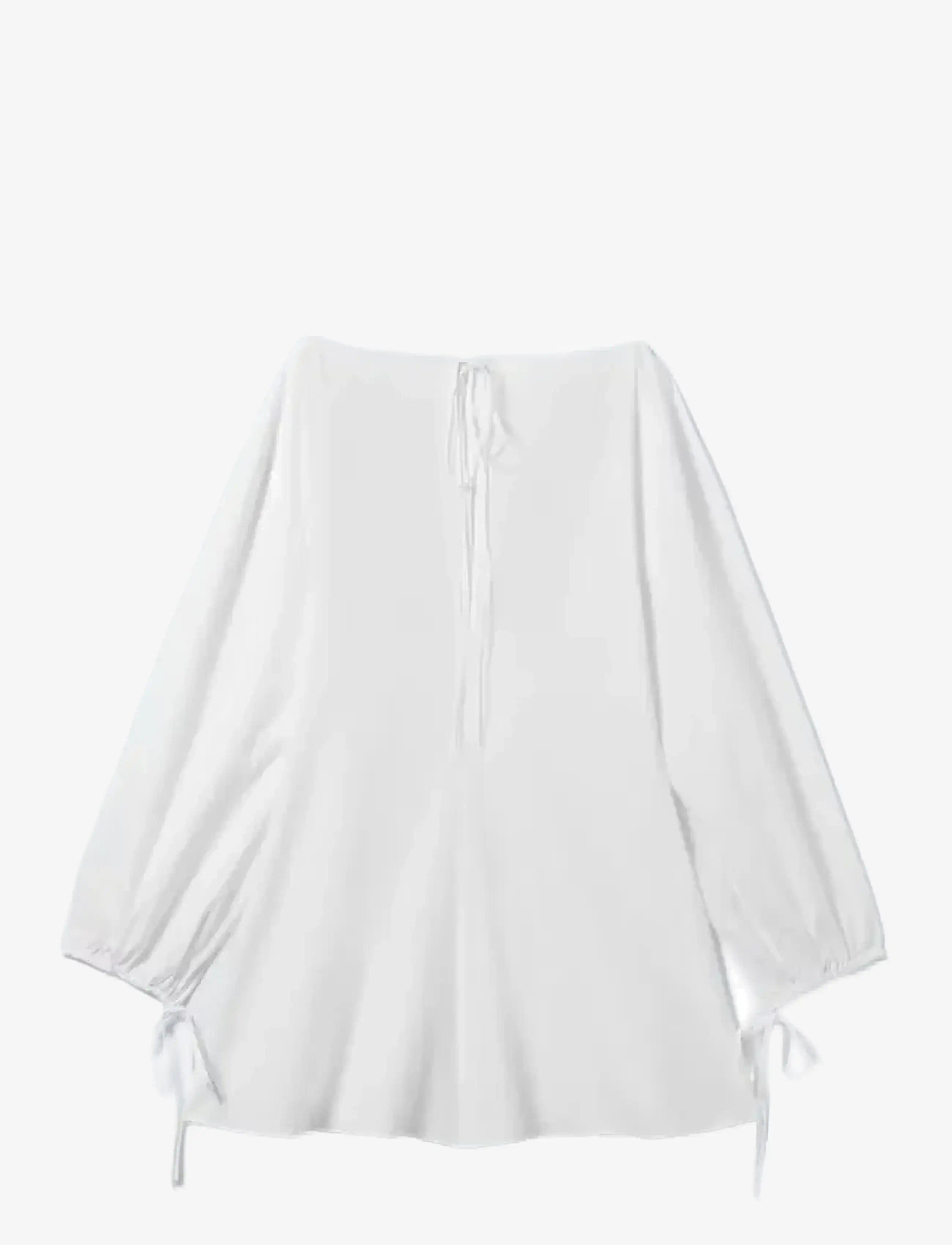 Weekday - Cotton Poplin Tie-Detail Mini Dress - konfirmatsioon - white light - 1