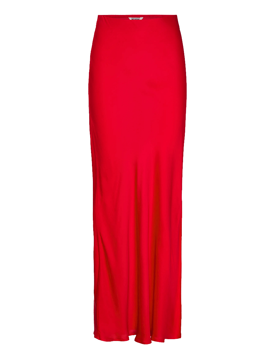 Weekday - Bias Cut Satin Maxi Skirt - maksihameet - red - 0