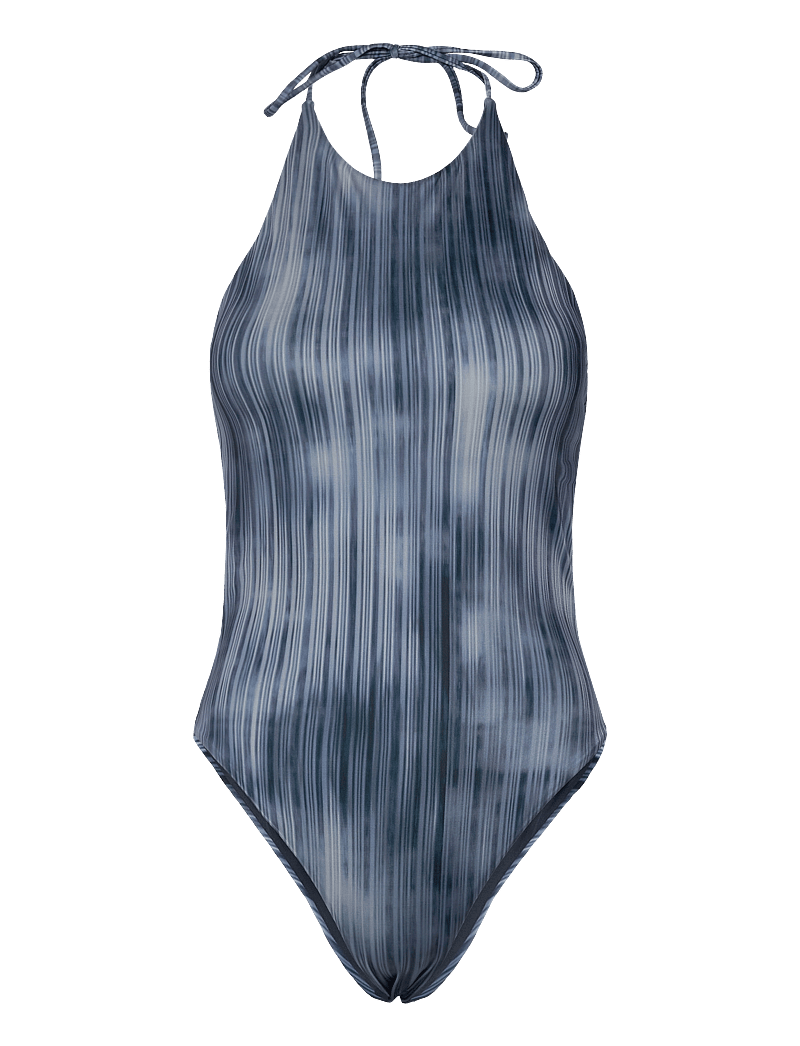 Weekday - Tie Printed Halter Neck Swimsuit - baddräkter - deconstructed stripe - 0