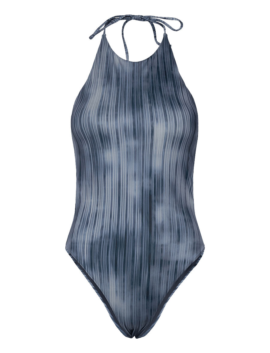 Weekday - Tie Printed Halter Neck Swimsuit - badedragter - deconstructed stripe - 0