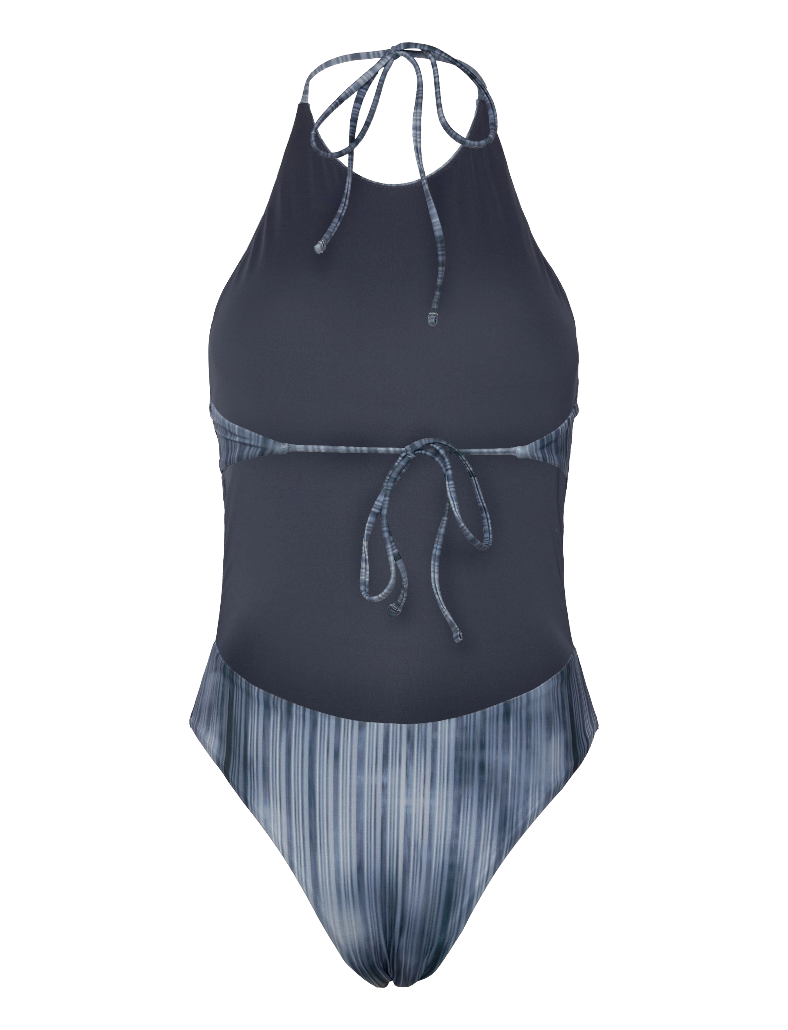 Weekday - Tie Printed Halter Neck Swimsuit - trikood - deconstructed stripe - 1