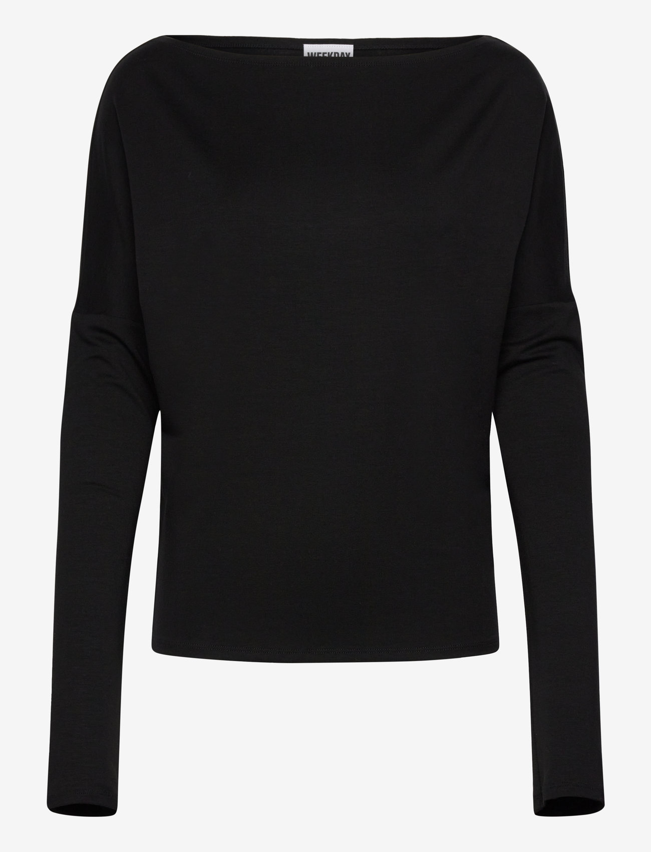 Weekday - Drapy Long Sleeve Top - långärmade toppar - black - 0