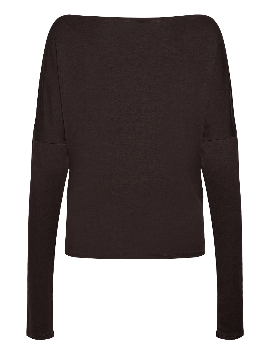 Weekday - Drapy Long Sleeve Top - langerma toppar - dark brown - 1