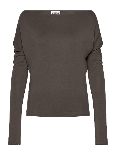 Weekday Drapy Long Sleeve Top - Long-sleeved tops - MOLE / brown