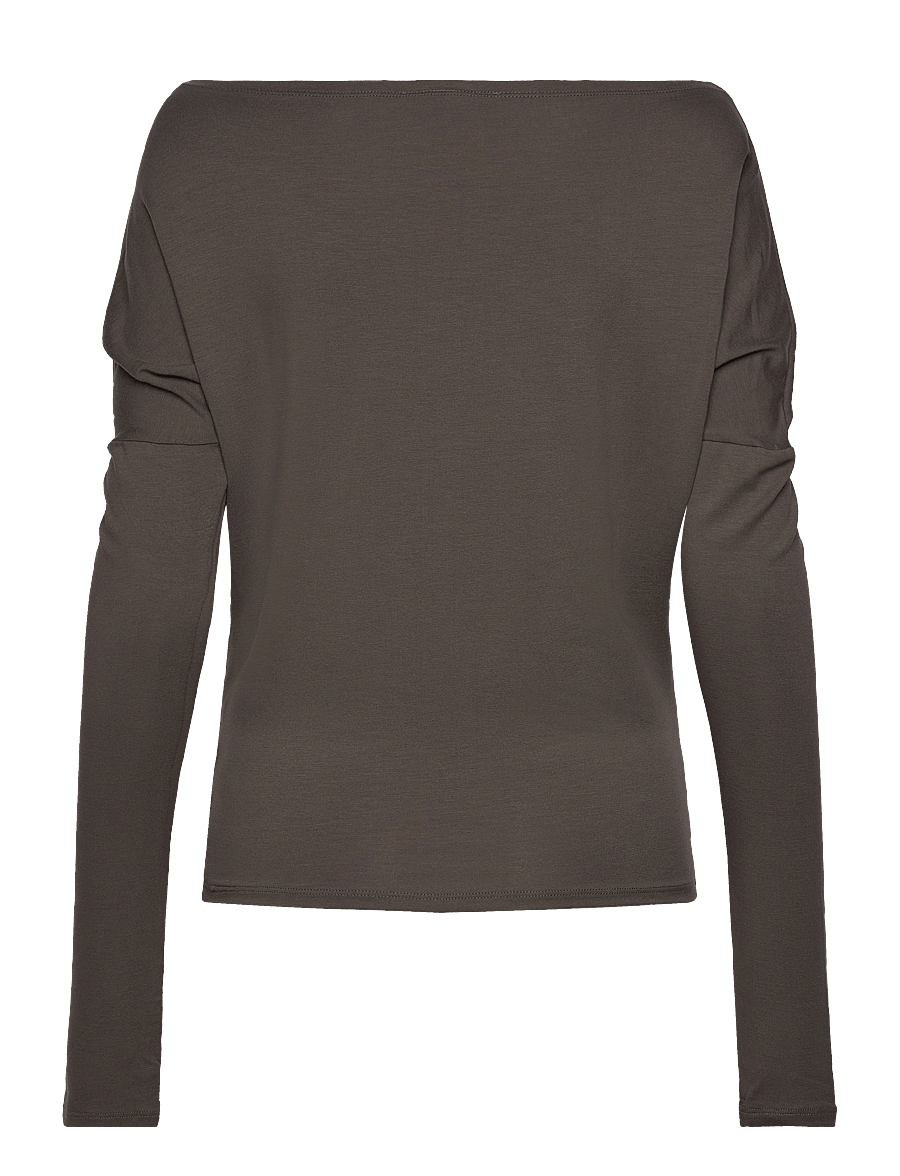 Weekday - Drapy Long Sleeve Top - langärmlige tops - mole - 1