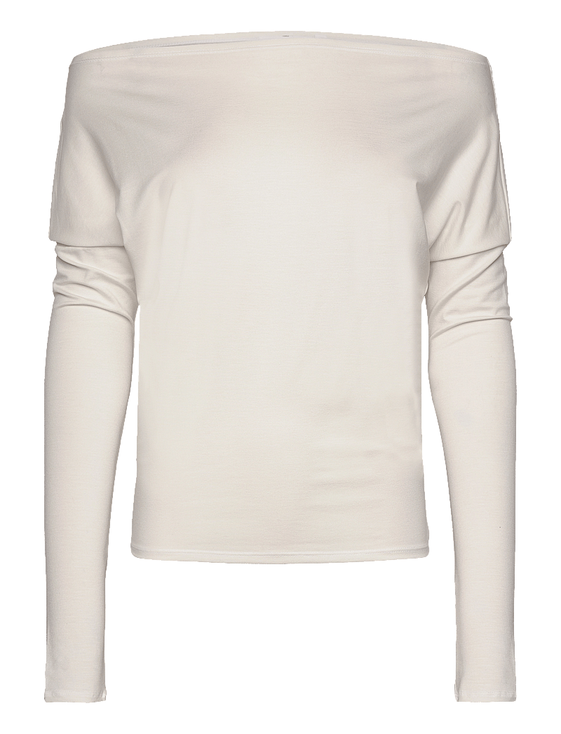 Weekday - Drapy Long Sleeve Top - langärmlige tops - white - 0
