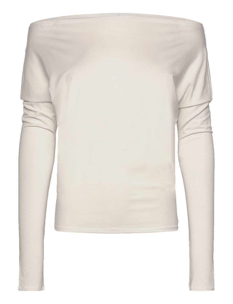 Weekday - Drapy Long Sleeve Top - långärmade toppar - white - 0