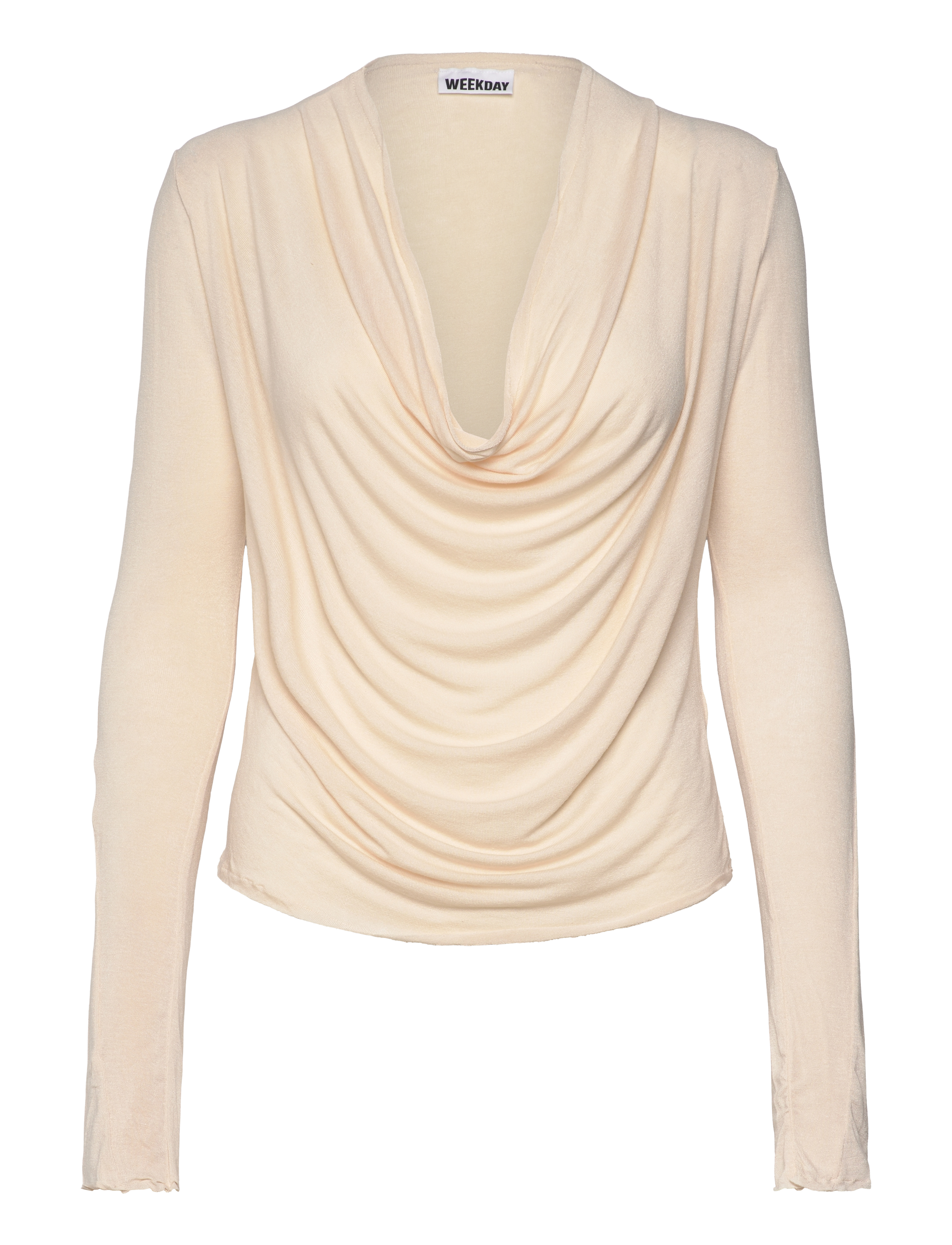 Weekday Drape Long Sleeve Top, XS, T-shirts & Oberteile, Beige - Long-sleeved, Frauen