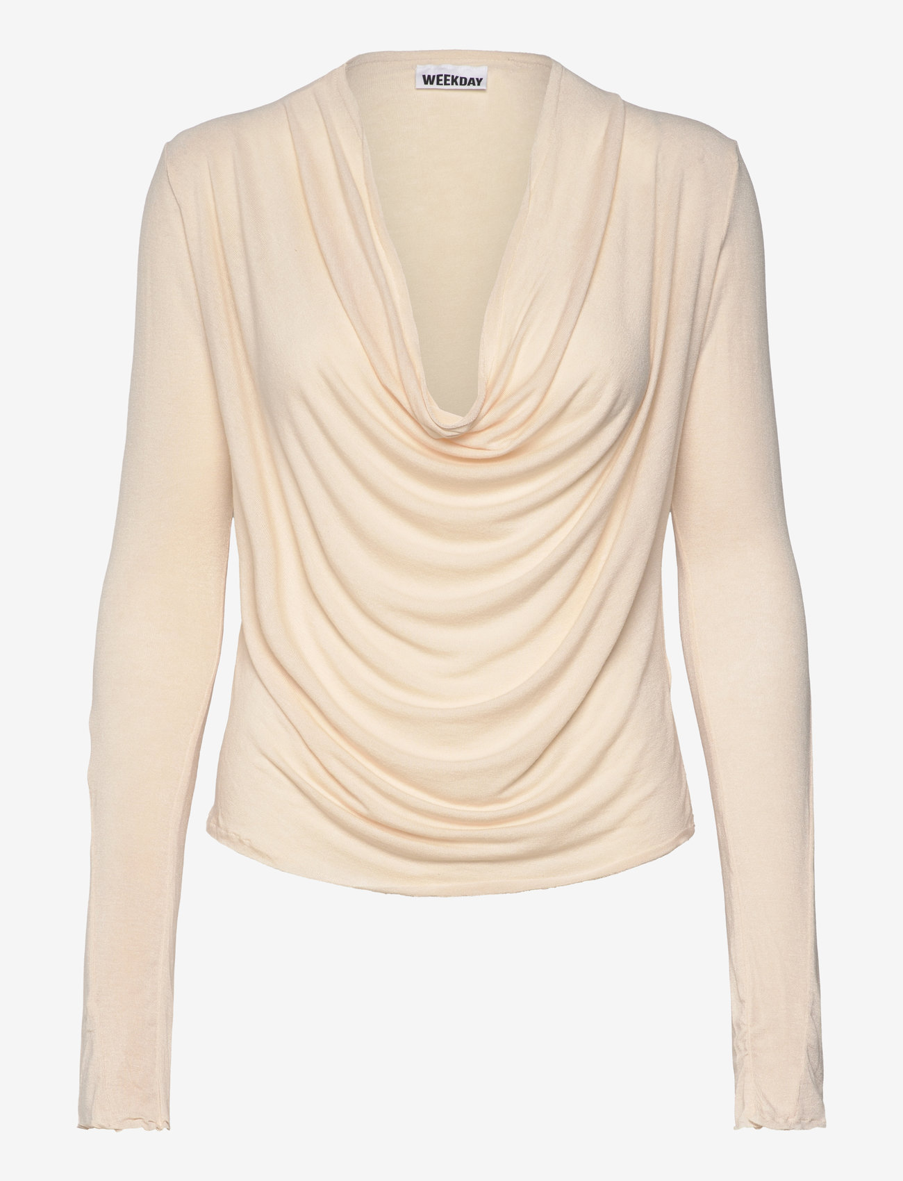 Weekday - Drape Long Sleeve Top - langærmede toppe - beige - 0