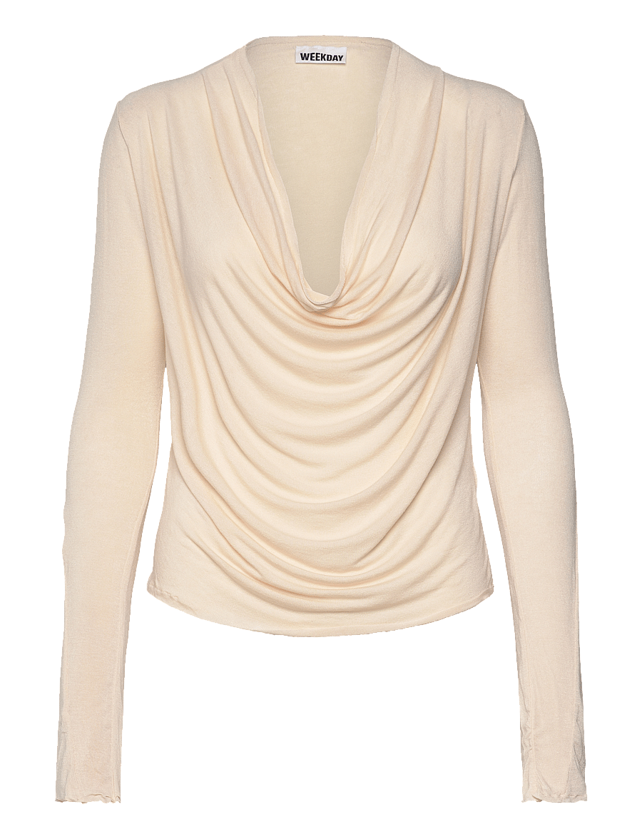 Weekday - Drape Long Sleeve Top - t-shirts met lange mouwen - beige - 0