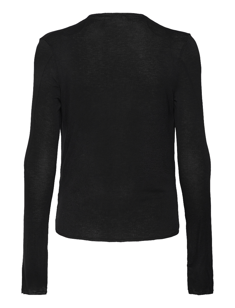 Weekday - Drape Long Sleeve Top - langærmede toppe - black - 1