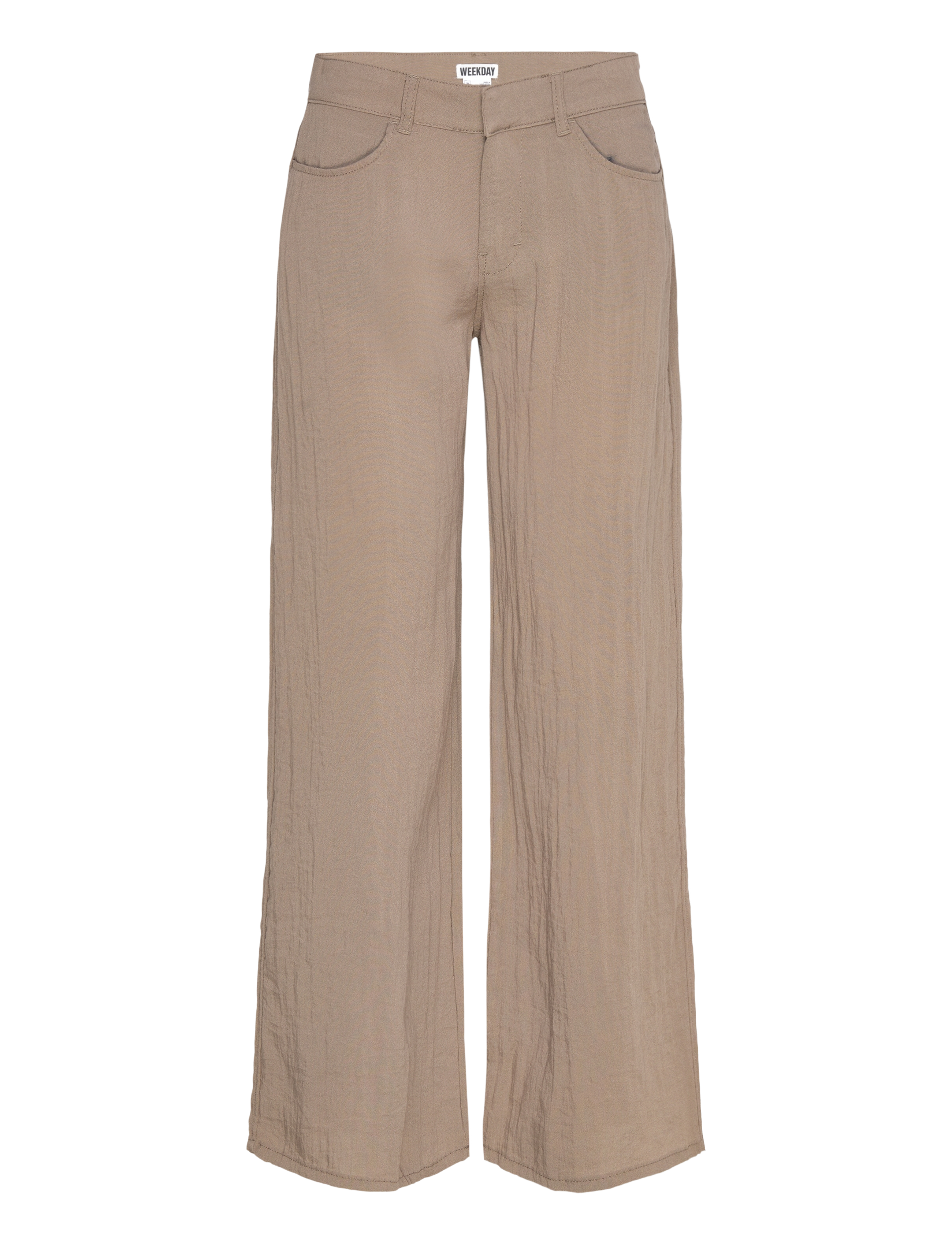 Weekday Loose Crinkle Trousers, Kvinder, Højtaljede Løse Krøllede Bukser, Beige, Str: 34