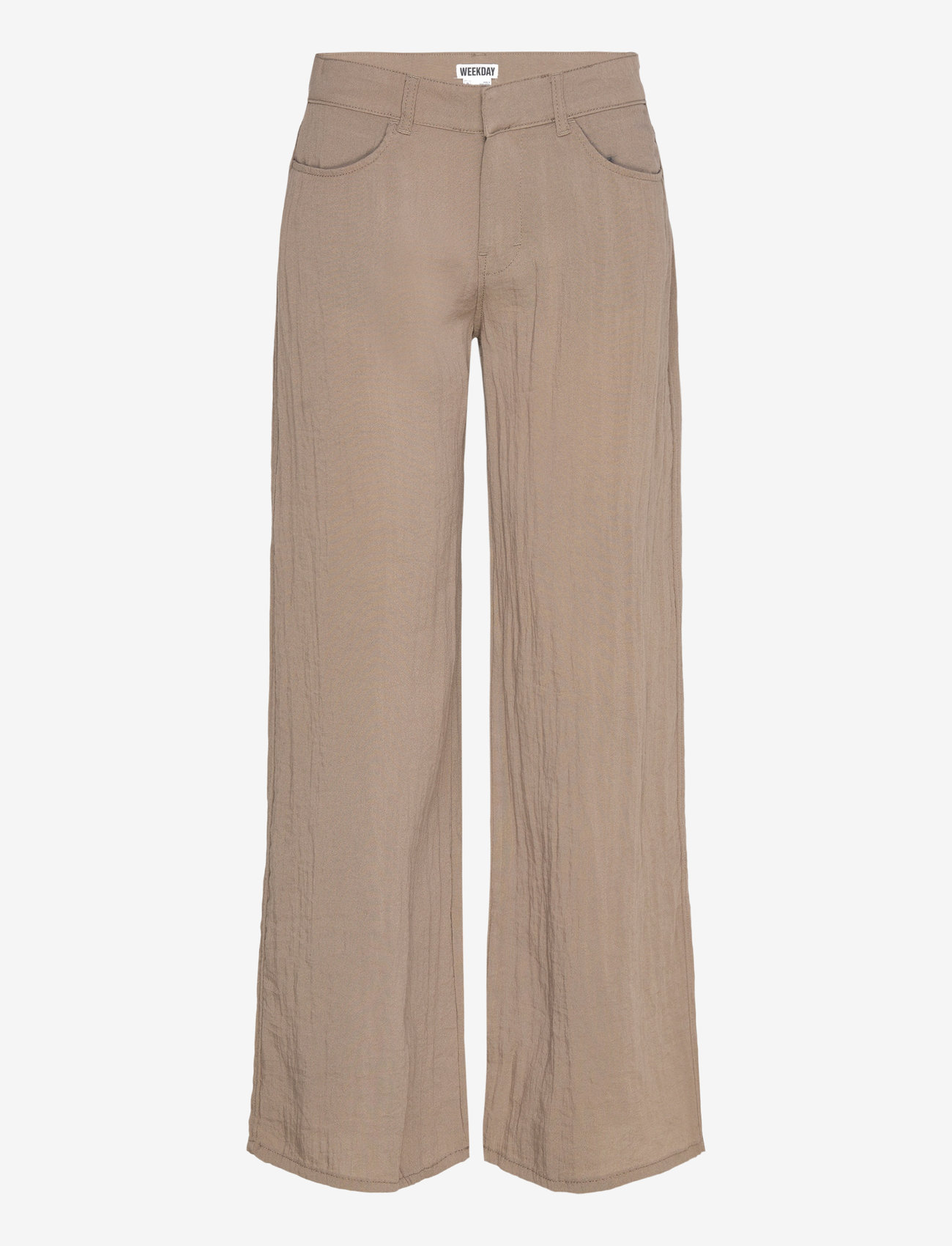 Weekday - Loose Crinkle Trousers - bukser med brede ben - mole medium dusty - 0