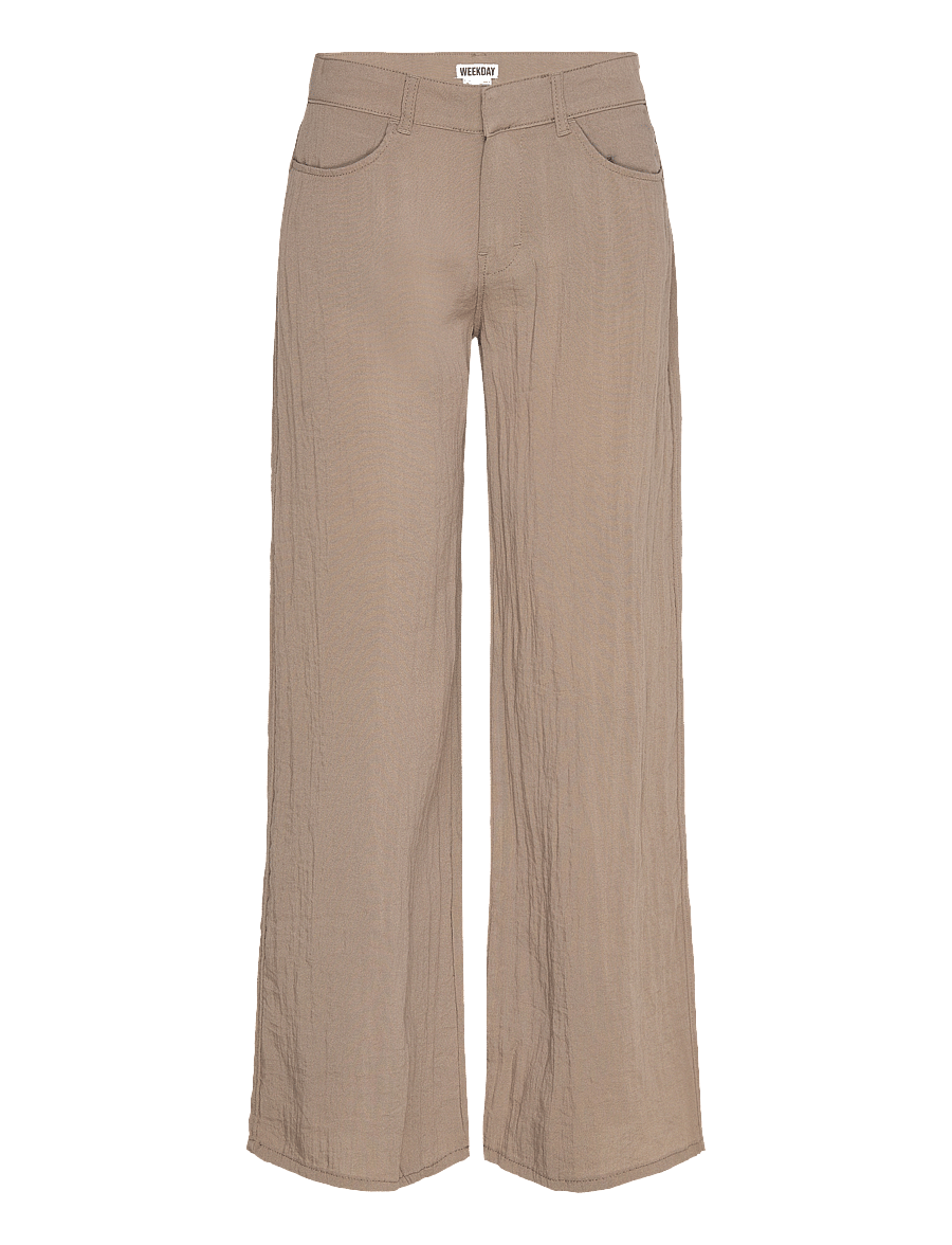 Weekday - Loose Crinkle Trousers - hosen mit weitem bein - mole medium dusty - 0