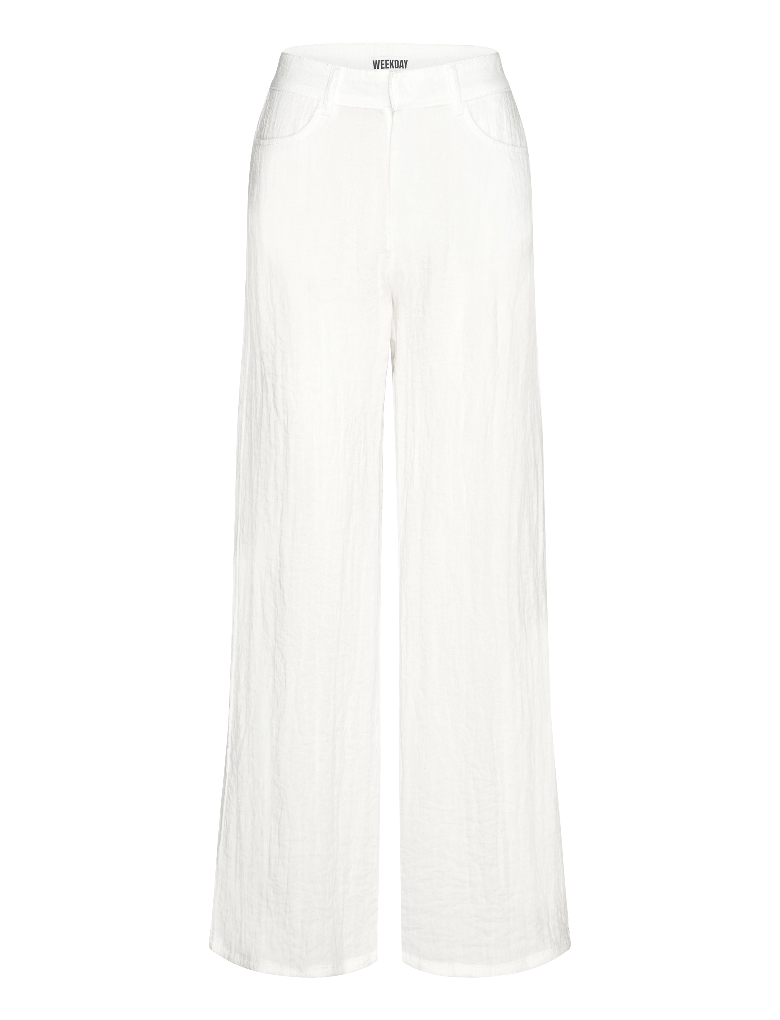 Weekday Loose Crinkle Trousers, Kvinder, Højtaljede Løse Krøllede Bukser, Hvid, Str: 44