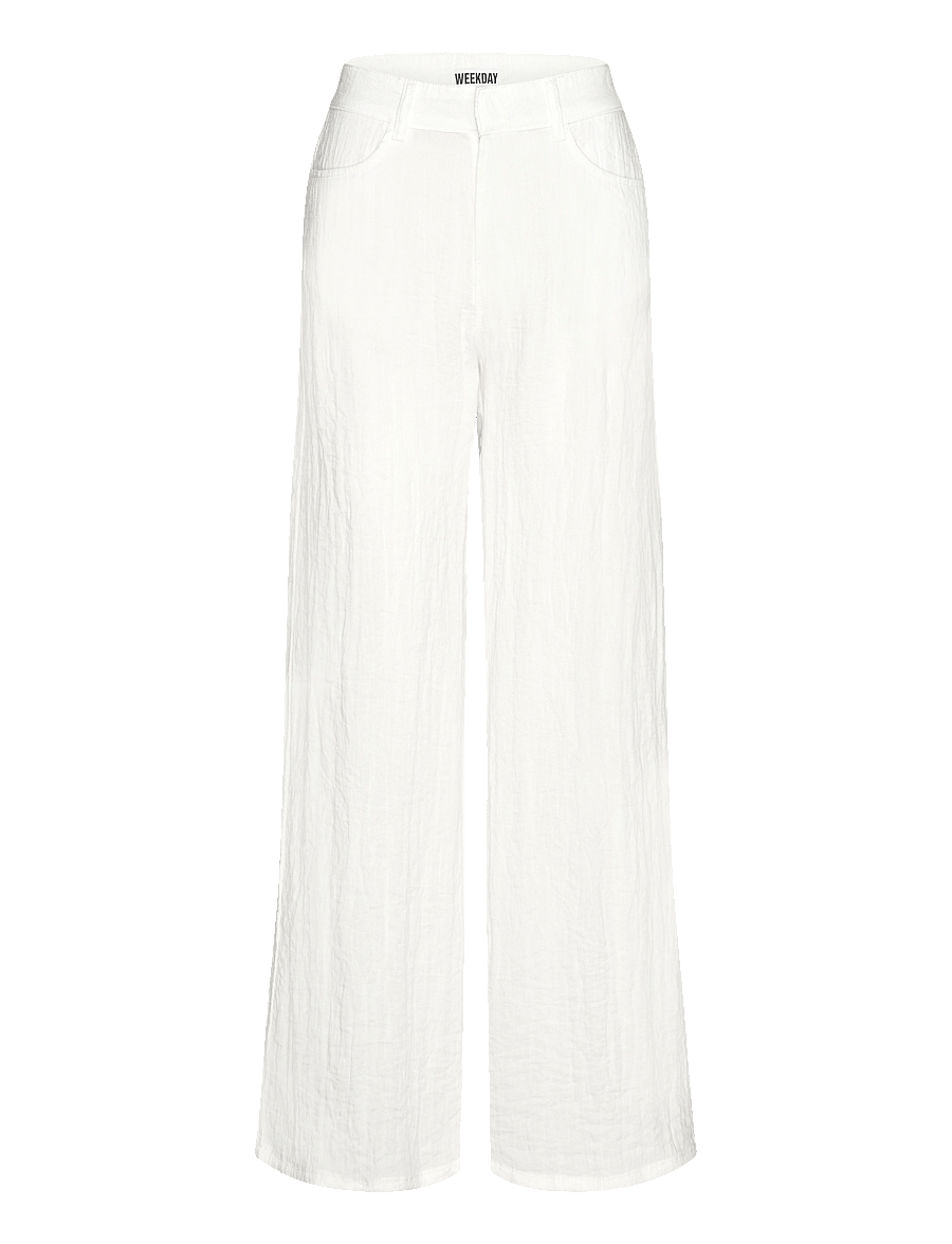 Weekday - Loose Crinkle Trousers - bukser med brede ben - white light - 0