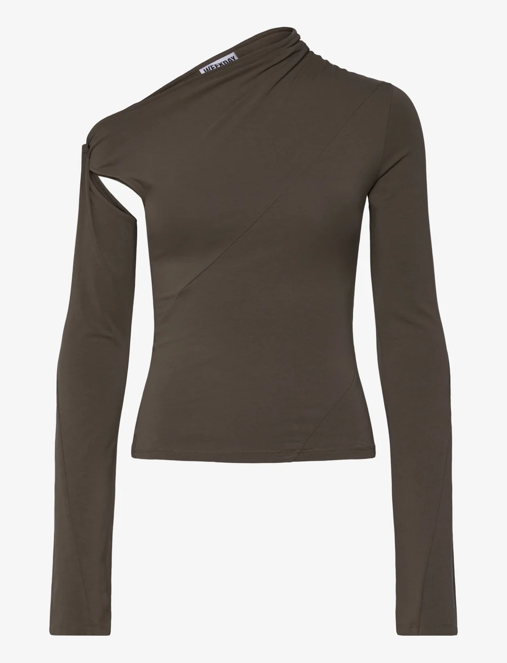 Weekday - Asymmetric Draped Long-Sleeved Top - pitkähihaiset puserot - mole dark - 0
