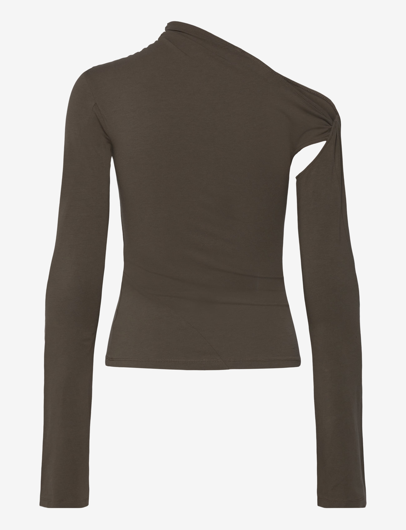 Weekday - Asymmetric Draped Long-Sleeved Top - long sleeved blouses - mole dark - 1
