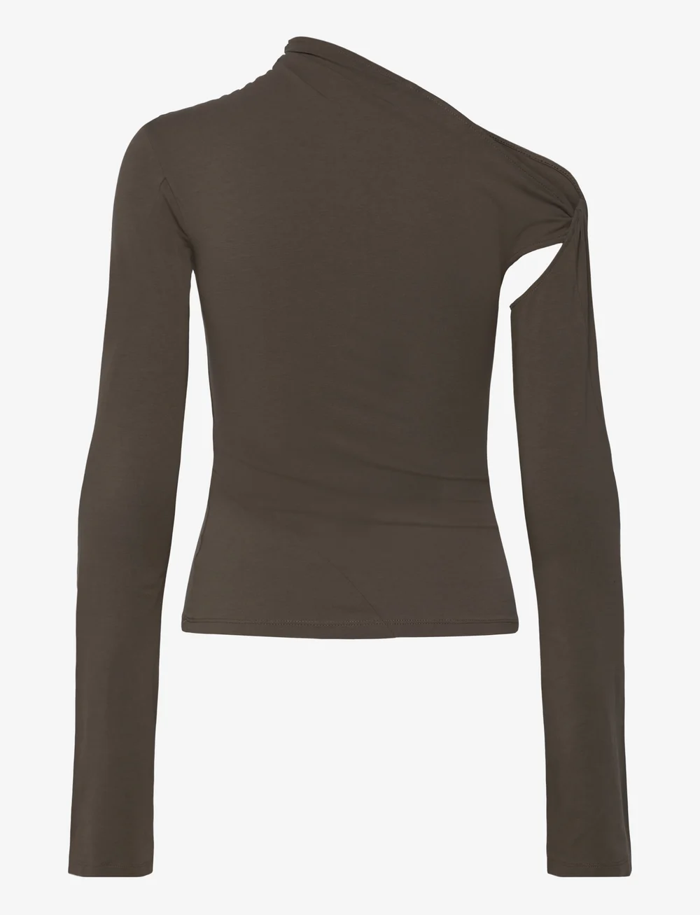 Weekday - Asymmetric Draped Long-Sleeved Top - pitkähihaiset puserot - mole dark - 1
