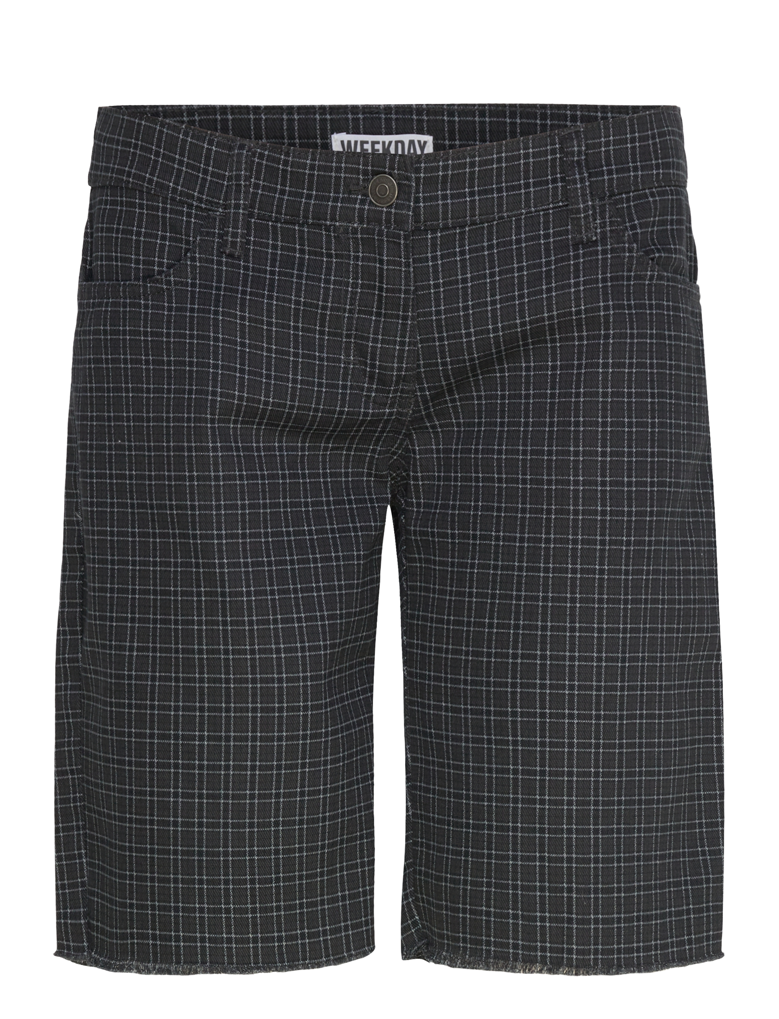 Weekday Checked Knee-Length Cotton Twill Shorts, 40, Black, Shorts > Afslappede Shorts, Dame