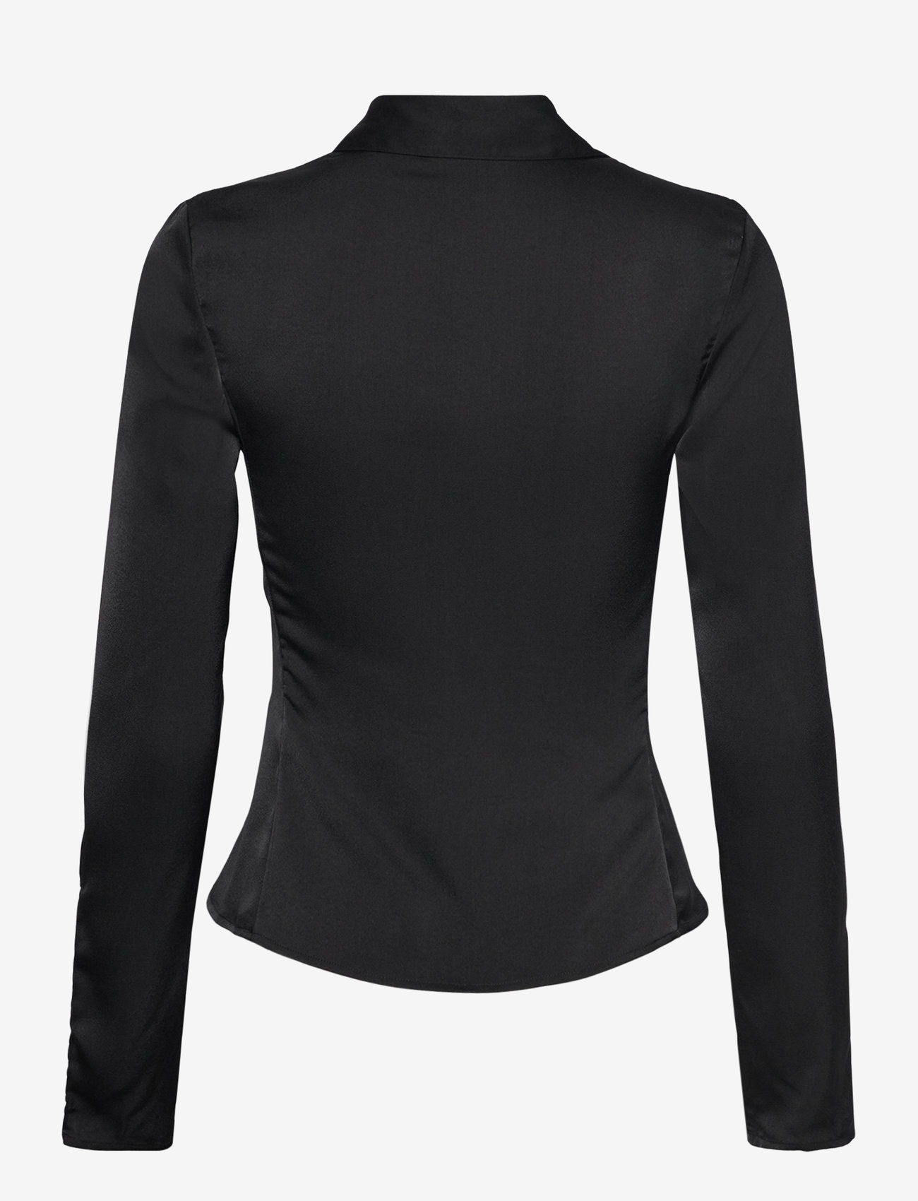 Weekday - Long-Sleeved Fitted Satin Shirt - langärmlige hemden - black - 1